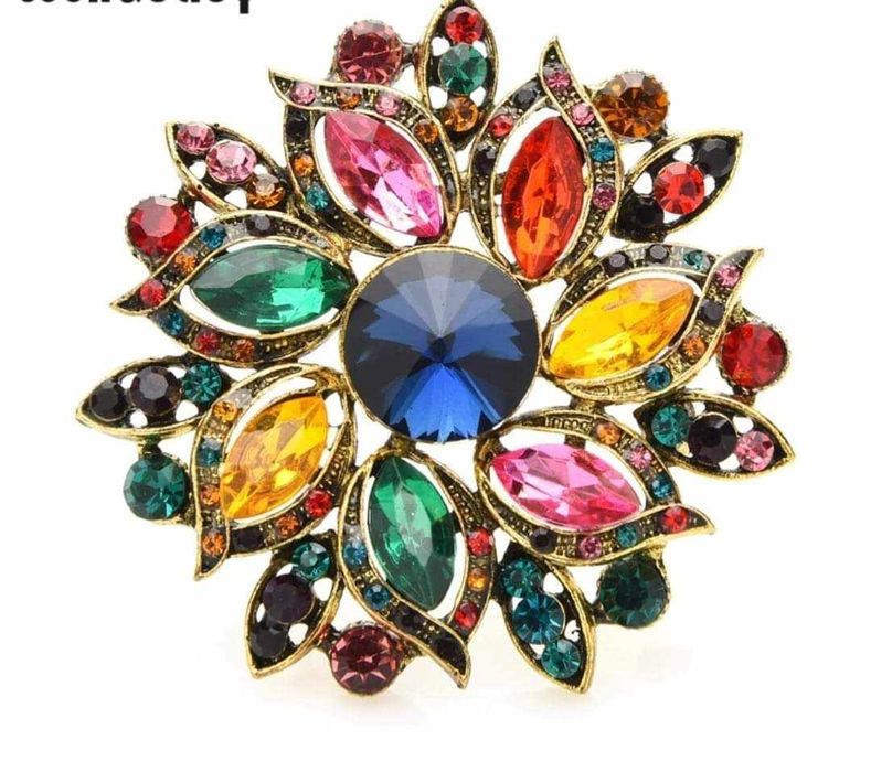 Piękna okazała broszka multikoror