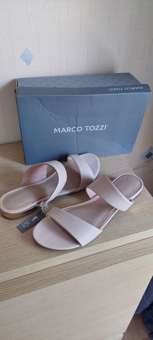 Marco Tozzi кожаные шлепанцы босоніжки шльопанці 41р, 27 см