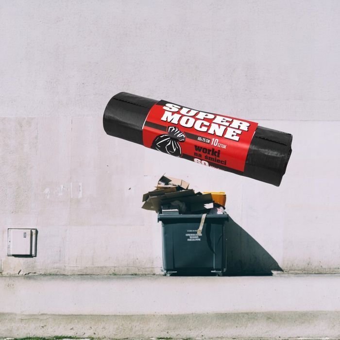 Worki Na Śmieci 60 Litrów Czarne Bardzo Mocne Super Strong  10 Sztuk
