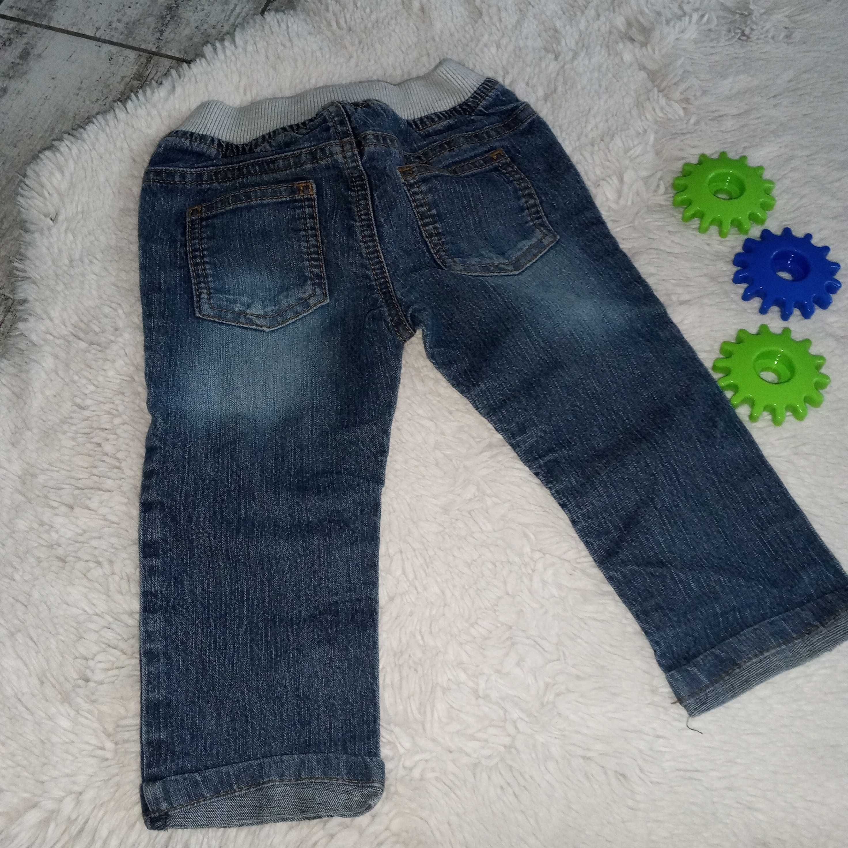 Jeansy denim chłopięce na gumce F&F 80 spodnie długie dżinsy