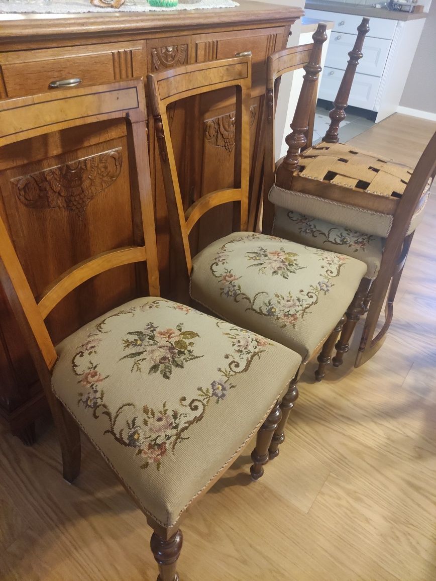 Stół z krzesłami, biedermeier