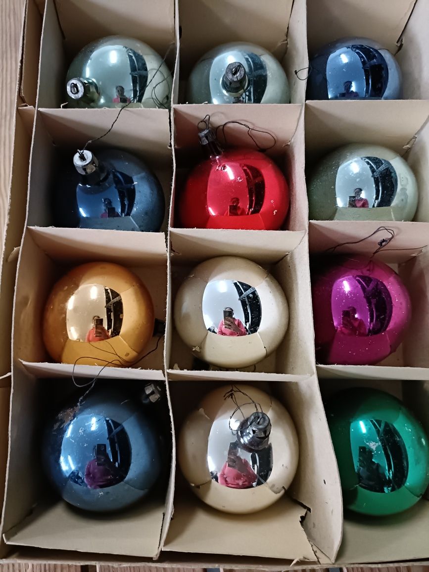 Bombki choinkowe prl kolorowe 1