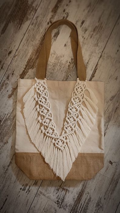 Eko torba juta boho makrama dzień babci prezent