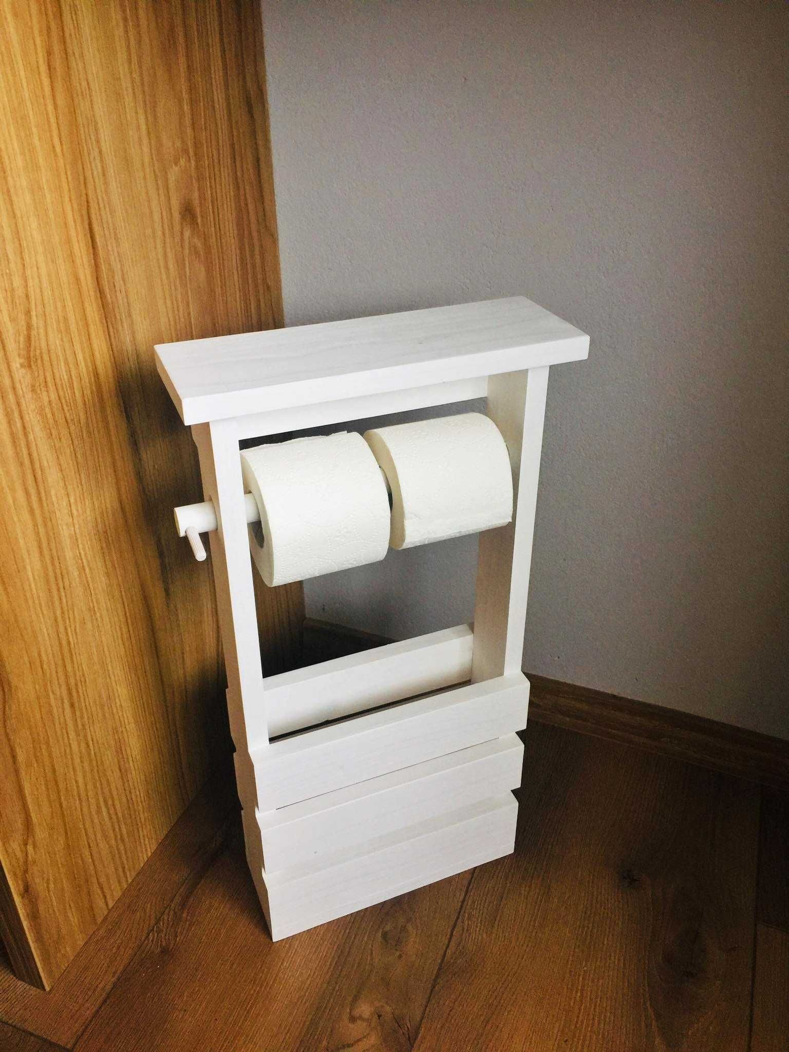 DREWNIANY stojak na papier, półka do łazienki
