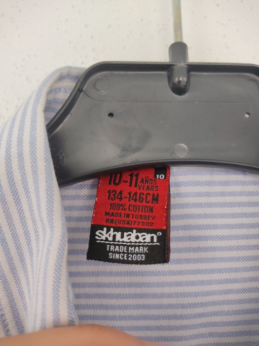 Camisa às riscas azuis claro, rapaz 10-11 anos, Zara