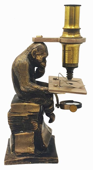 Brass reproduction of a “monkey microscope”