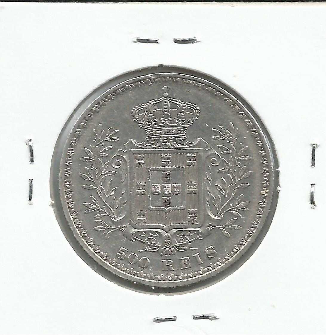 Moedas portuguesas - Rei D. Carlos I, 500 Reis – 1896 – Prata