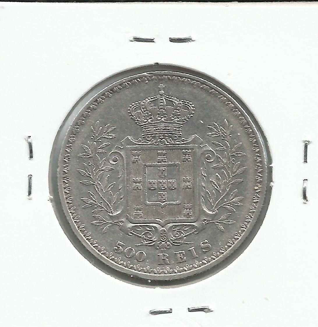 Moedas portuguesas - Rei D. Carlos I, 500 Reis – 1896 – Prata