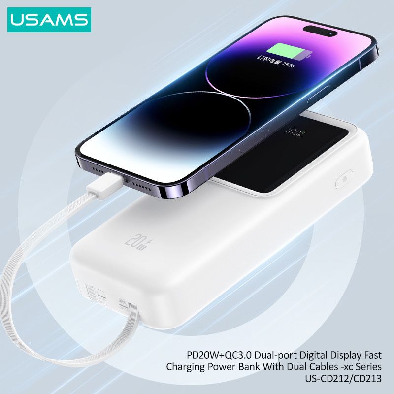 Power Bank Usams Digital Display 20W 30000mAh Purple