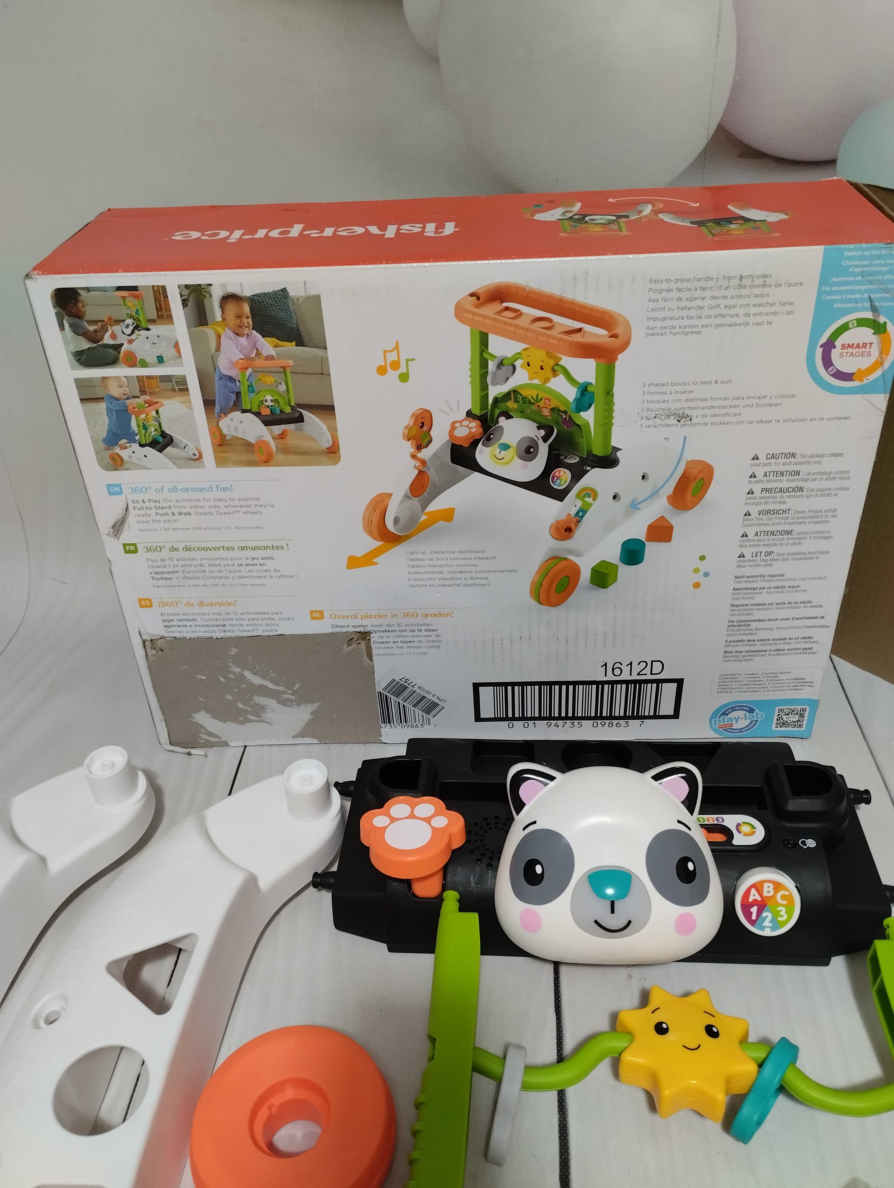 Dwustronny jeździk pchacz Fisher-Price HJY73 Panda interaktywny