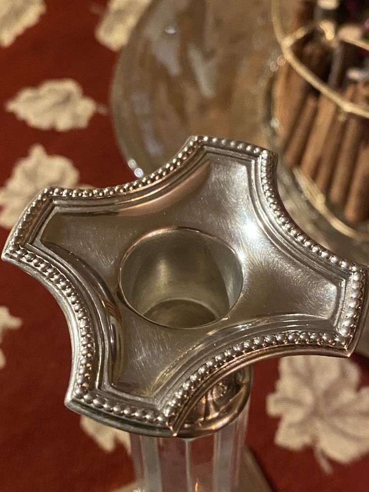 Castiçal Topázio Casquinha e Cristal