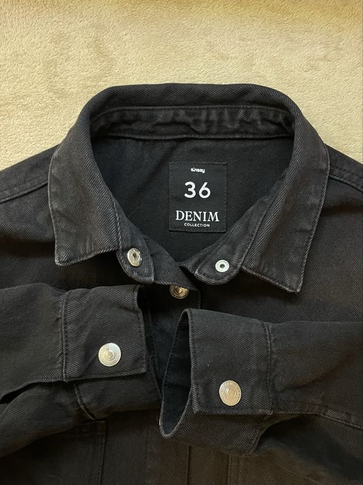 Джинсова куртка/сорочка чорного-сірого кольору, розмір 36 (від s до l)