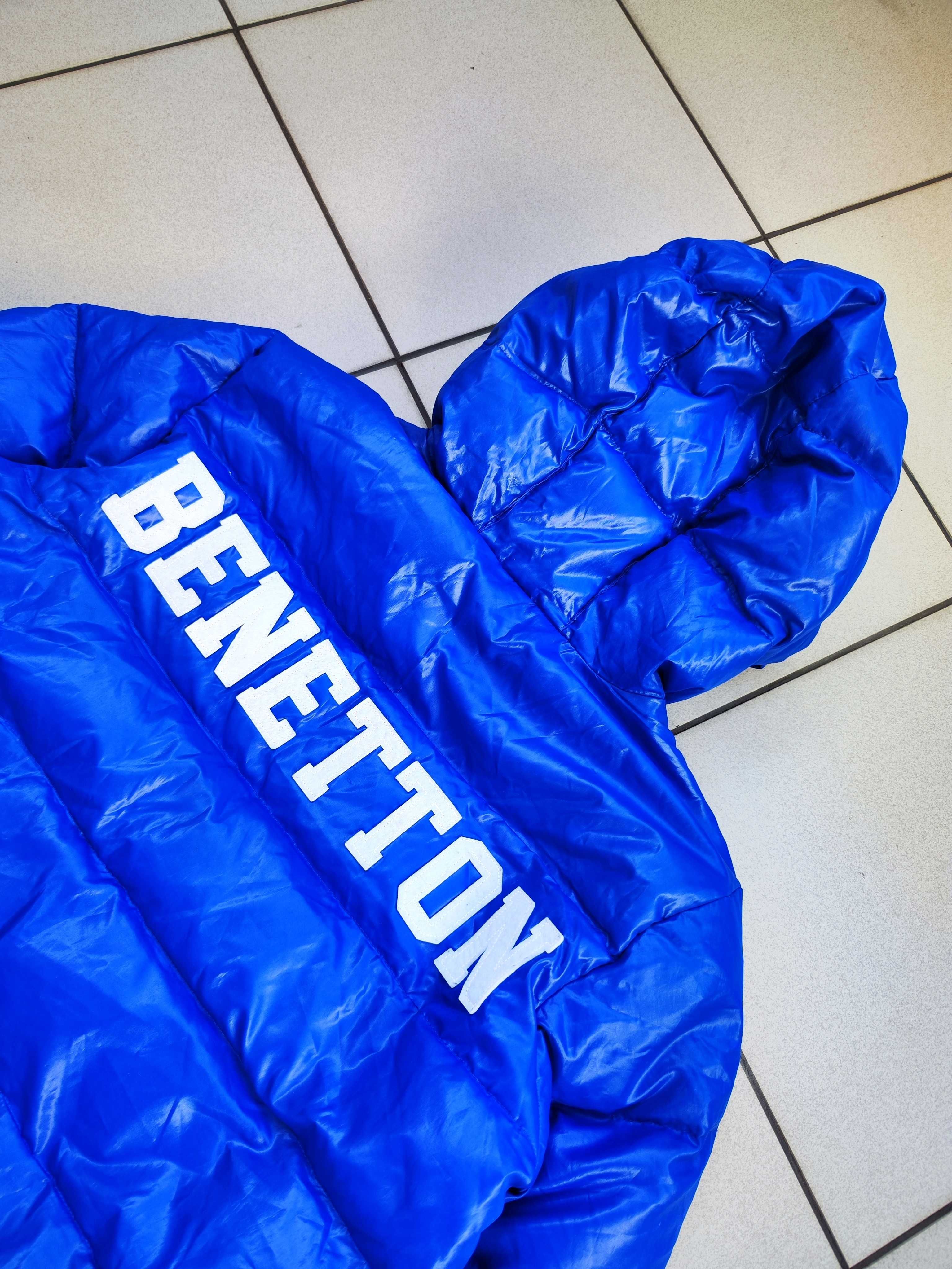 Kurtka zimowa Benetton puchowa damska niebieska r. M