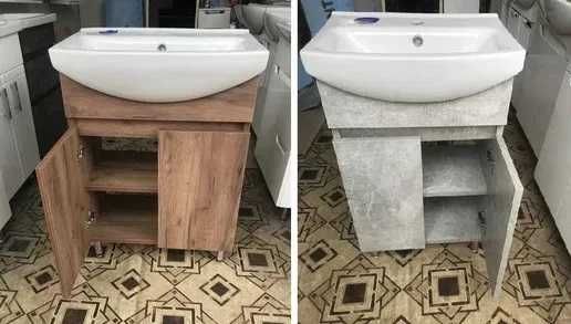 Нова тумба в комплекті з раковиною (умивальником). Кольоровий корпус.