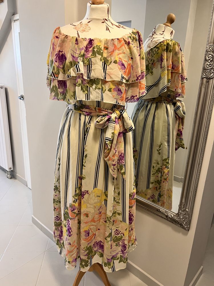 Asos nowa sukienka malowane kwiaty dluga 38 M