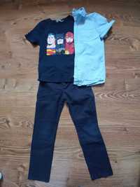 H&M 122 koszula i koszulka krótki rękaw + spodnie