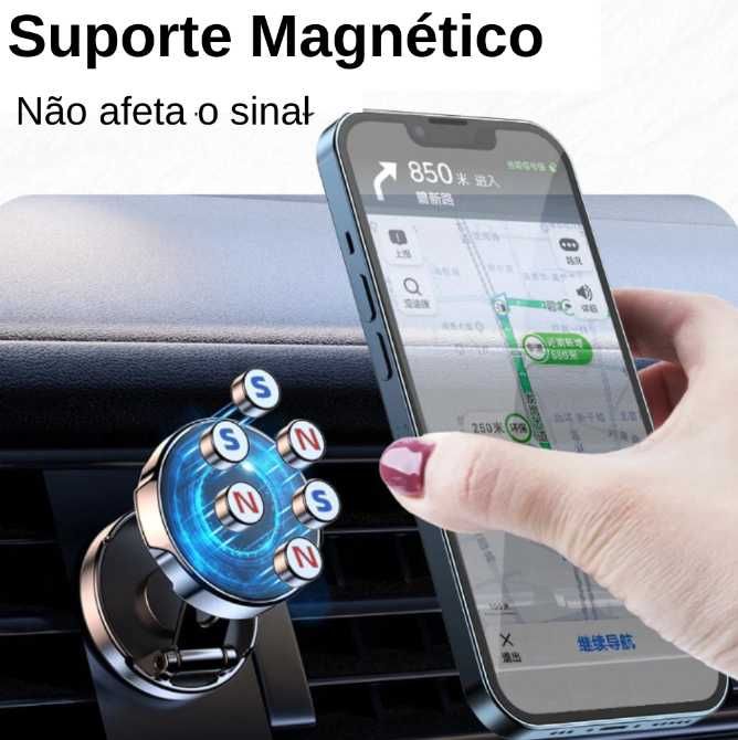Suporte de telemóvel 360º para carro universal prata NOVO ENVIO GRÁTIS
