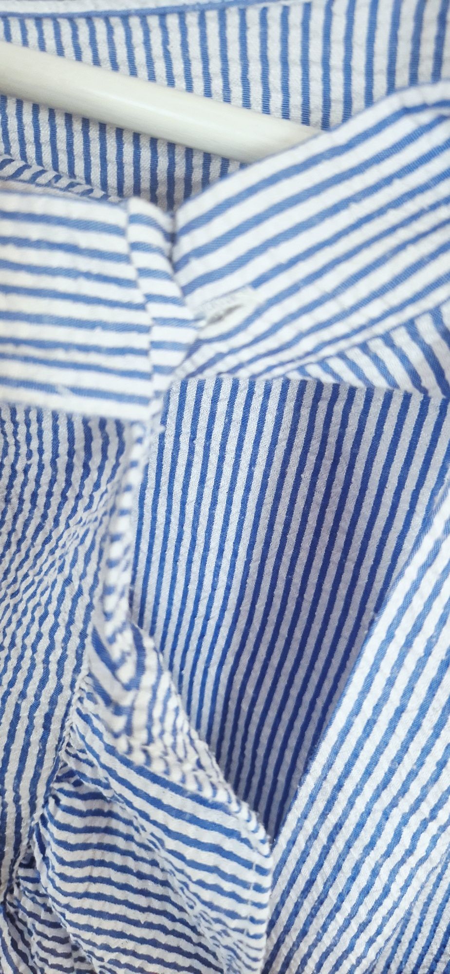Biało-niebieska letnia spódnica z falbanką na zakładkę H&M r. L