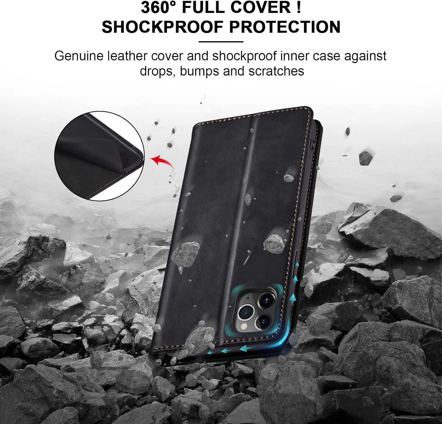 Eleganckie Etui z portfelem Jasonyu Flip do iPhone'a 11 Pro Max