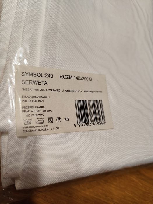 Biały obrus plamoodporny 140x300 z mereżką