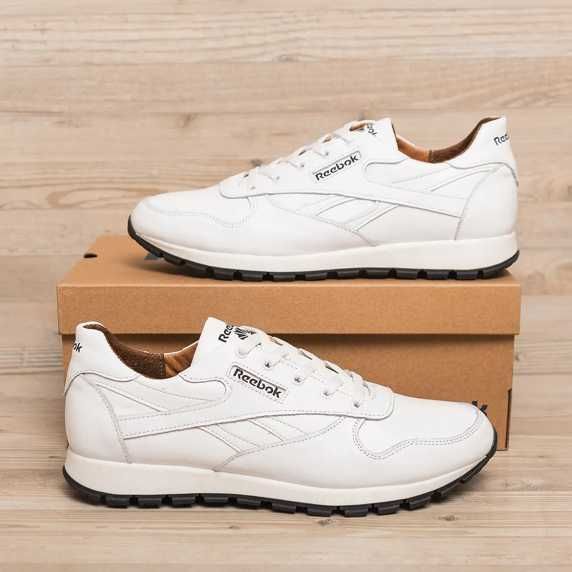 Долговечные мужские кожаные кроссовки white pearl reebok classic