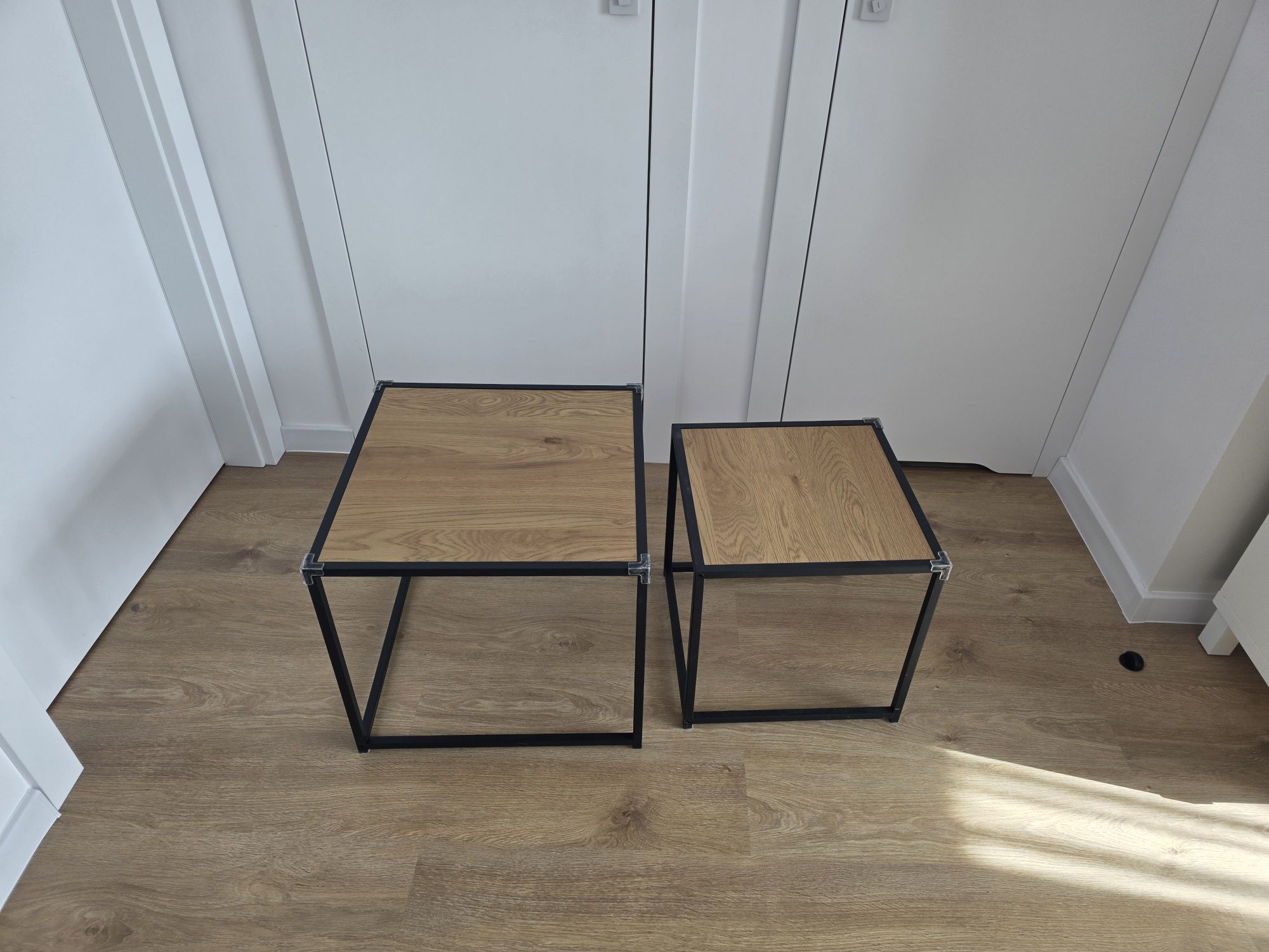 Stoliki kawowe komplet loft dąb