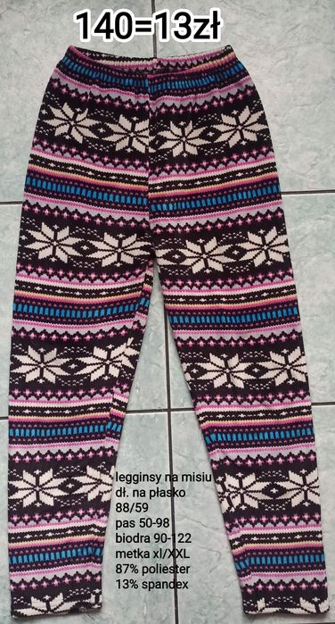 Legginsy dziewczęce kolorowe na misiu.
