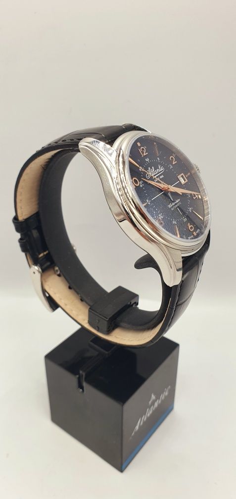 Atlantic Worldmaster Automatic 1888 - szafir, skóra, Swiss Made - NOWY