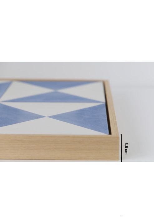 Quadro de azulejos/mosaicos hidráulicos com moldura de carvalho