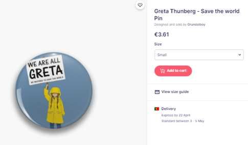 (NOVO, PORTES GRÁTIS) Crachá de Edição Limitada: Greta Thunberg