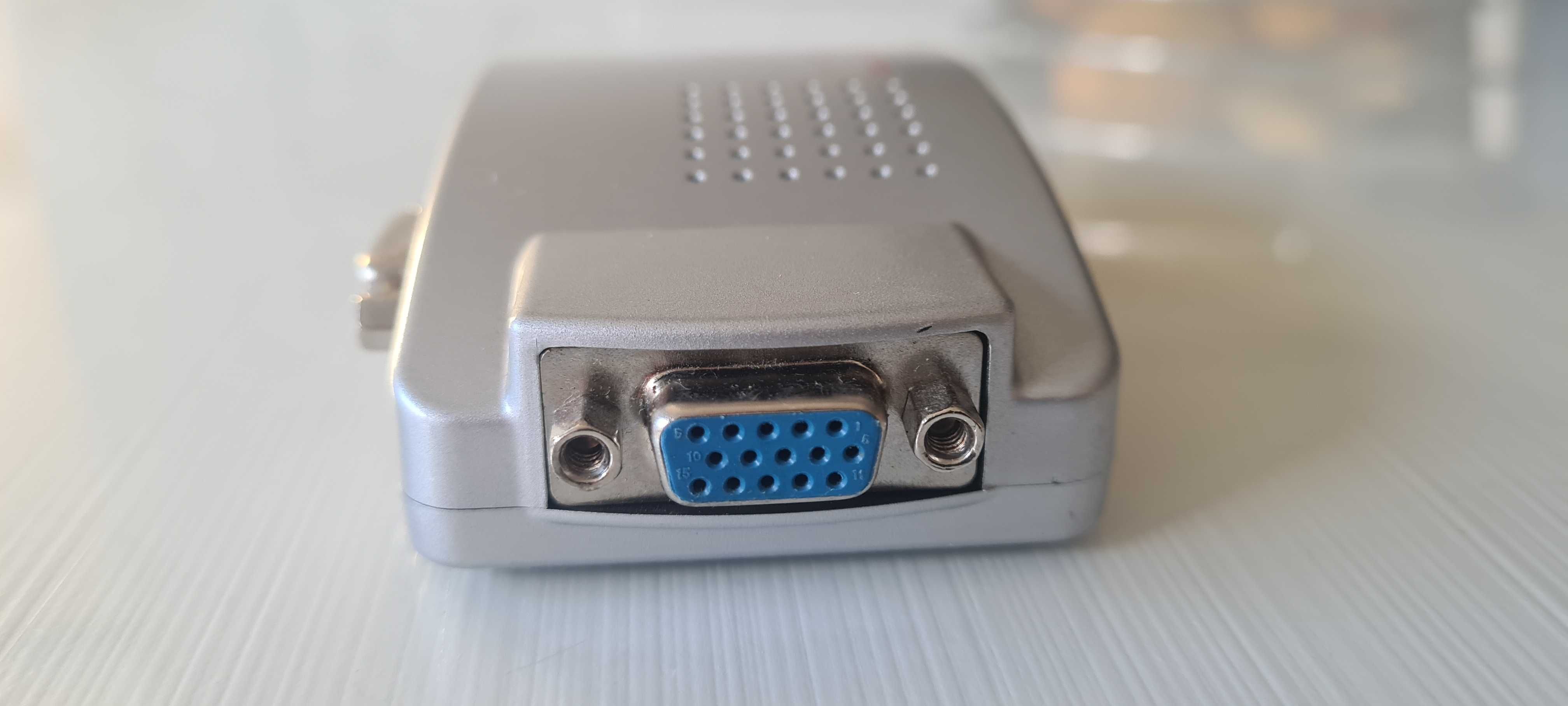 Adaptador/Conversor VGA para AV Video RCA e S-Video com Cabos e Manual