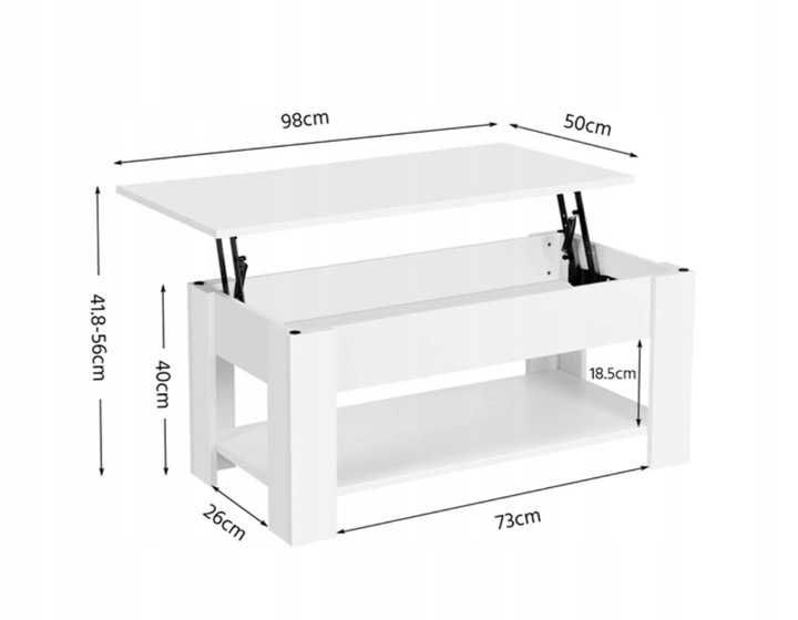 Stolik kawowy z podnoszonym blatem schowek DUŻY wybór DaMaOutlet.pl