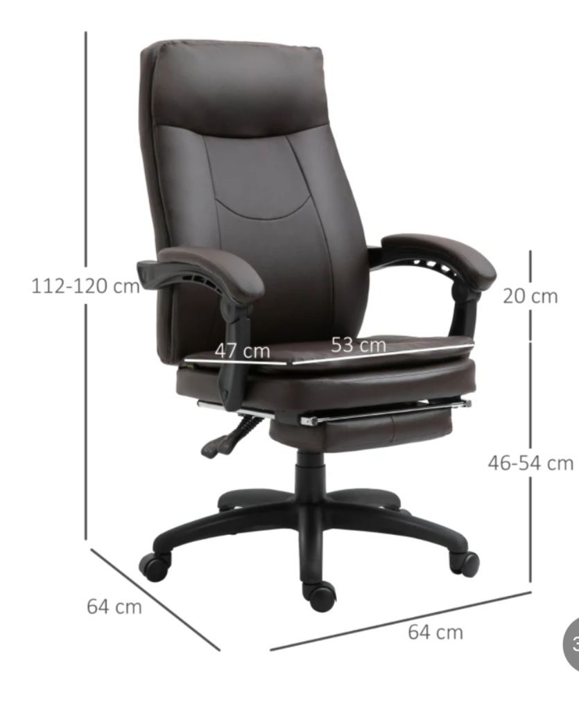 Vinsetto Ergonomiczne Krzesło Biurowe z Podnóżkiem Brązowe