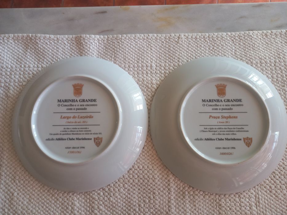 Pratos porcelana alusivos Marinha Grande