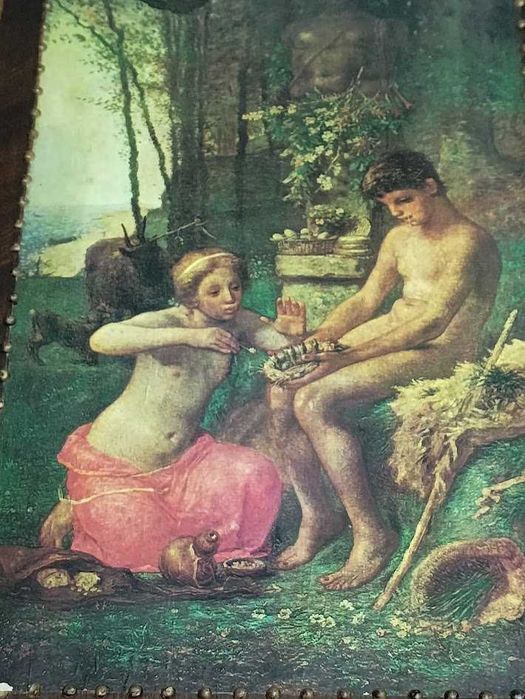 Quadro arte popular madeira com ilustração em papel