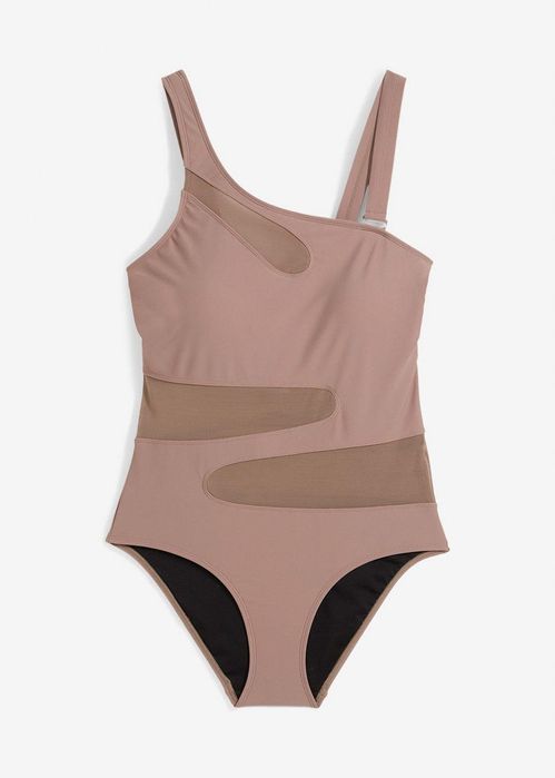 B.P.C kostium kąpielowy asymetryczny fango z siateczką r.44