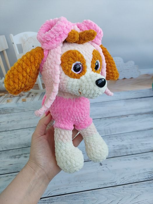 Плюшевая вязаная игрушка собачка Скай Щенячий патруль Paw Patrol