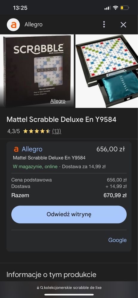 Scrabble Deluxe NOWE