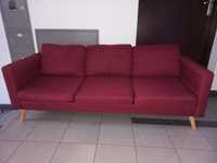 sofa 3-osobowa, vidaXL, kolor czerwonego wina, tapicerowana tkaniną