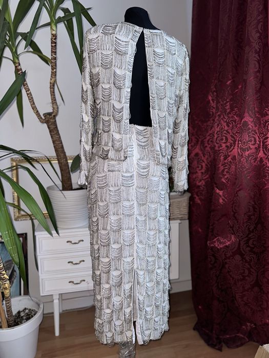 Sukienka cekinowa zestaw set bluzka spódnica midi asos luxe L 40 m 38
