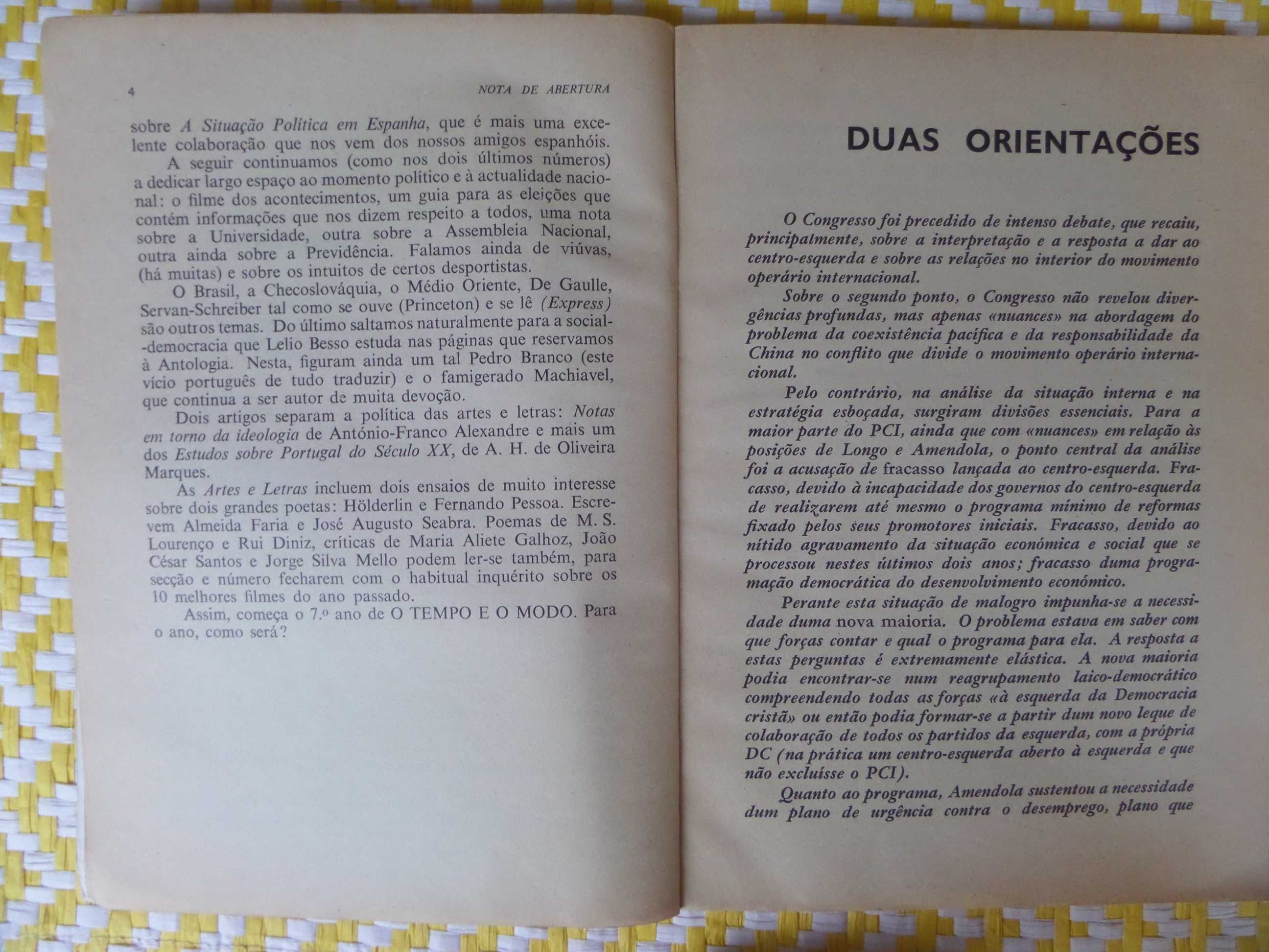 REVISTA O TEMPO E O MODO
 N.º67: Guia para as eleições. Jan 1969