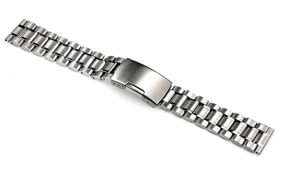 Bransoleta do zegarka pełne ogniwa 20, 22mm srebrna lub czarna