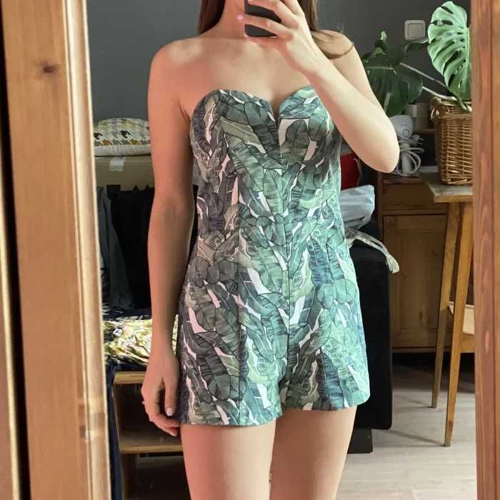 H&M kombinezon zielony liście 38 M
