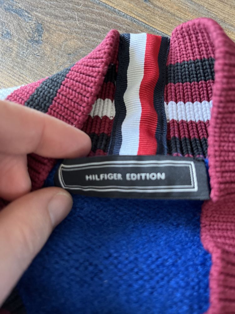 46 48 L Hilfiger Tommy sweter wełna tunika niebieski