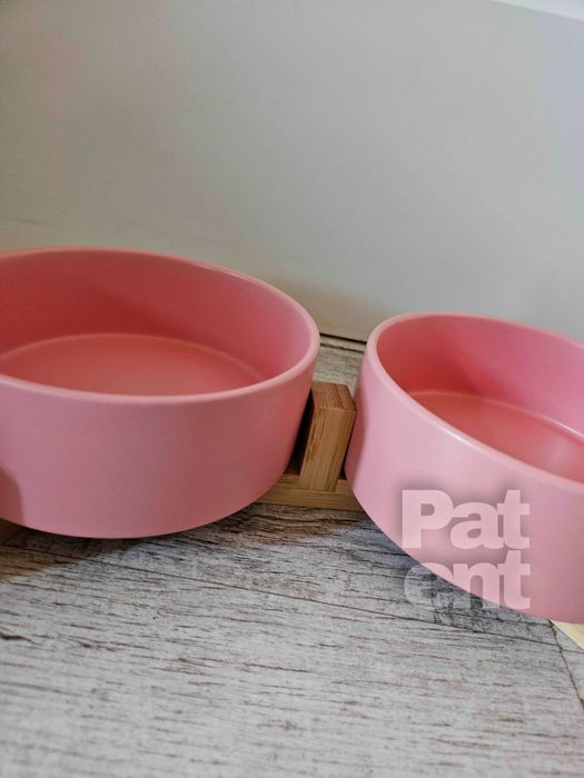 Miski ceramiczne dla psa kota zestaw 2 sztuki x 400 ml różowe