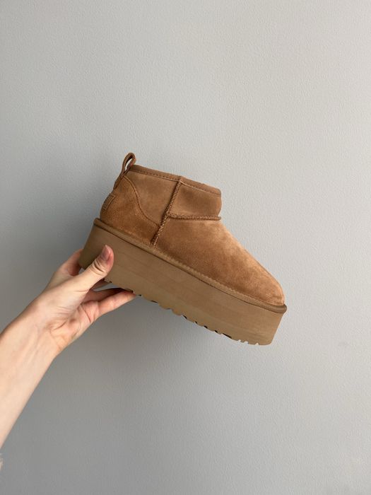 UGG Platform chestnut з натурального замшу угг платформ каштанові