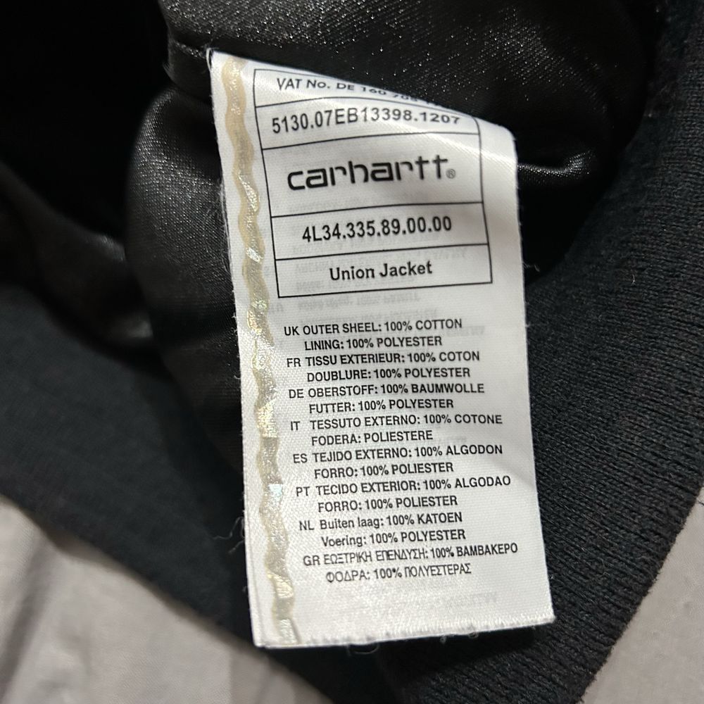Kurtka Carhartt w paski mini logo patch zip jacket czarna biała