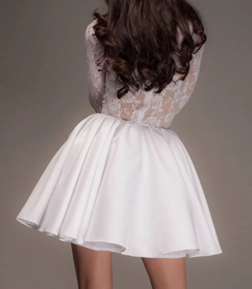 Lou sukienka mini biała koronkowa rozkloszowana ślubna
