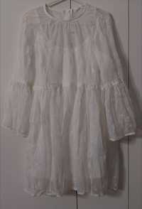 Sukienka biała haftowana boho Sinsay