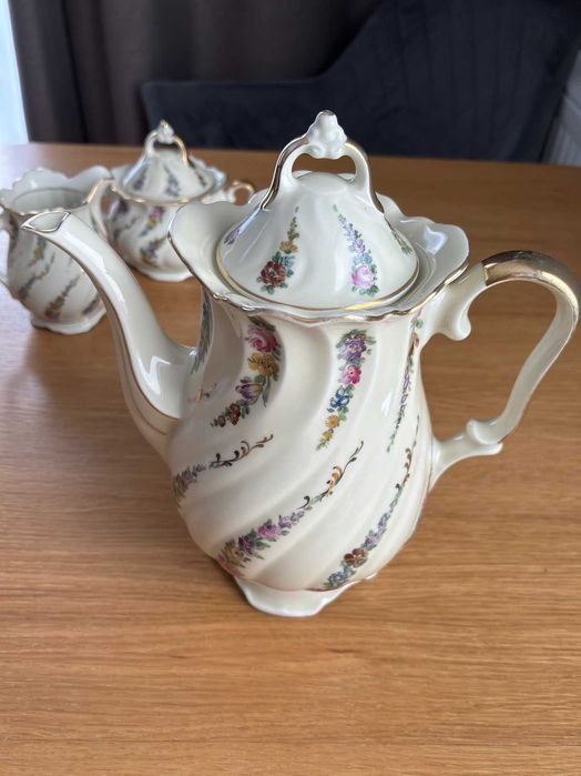 Cudo! Ręcznie malowany środek stołu Mitterteich garnitur dzbanek cukie